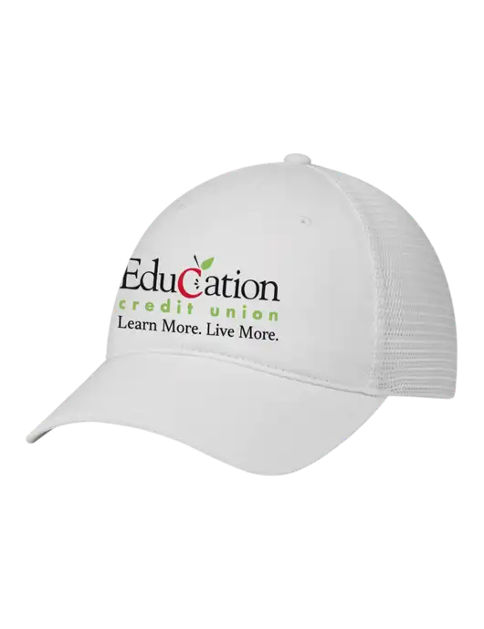 Richardson 111 Garment Washed Trucker Cap White w/White Mesh w/Education Credit Union Logo