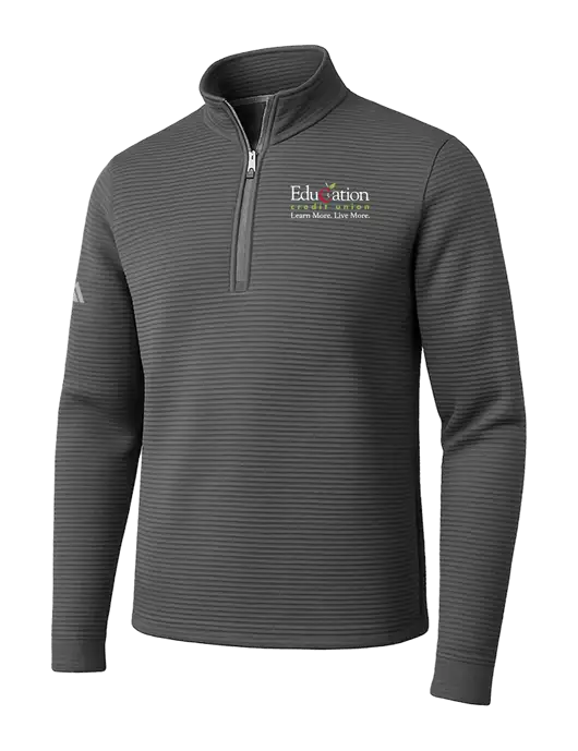 Adidas Medium Grey Spacer Quarter-Zip Pullover w/Education Credit Union Logo