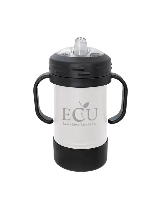 Polar Camel 10 oz Powder Coated White Sippy Cup w/Education Credit Union shortened Logo