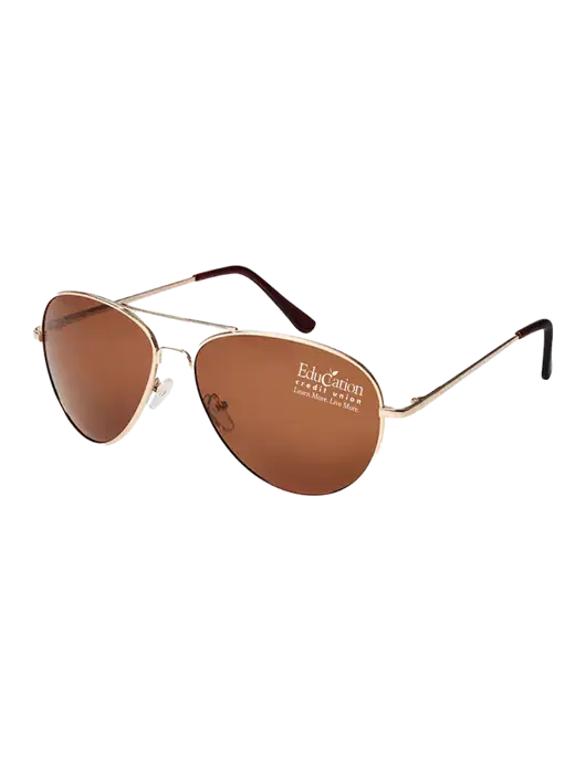 Aviator Coffee Brown with Gold Sunglasses  w/Education Credit Union Logo