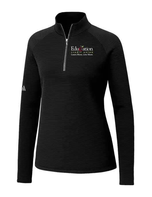 Adidas Womens Black Spacer Quarter-Zip Pullover  w/Education Credit Union Logo