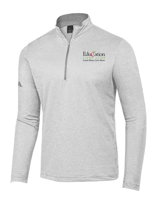 Adidas Light Grey Heather Space Dyed Quarter-Zip Pullover w/Education Credit Union Logo