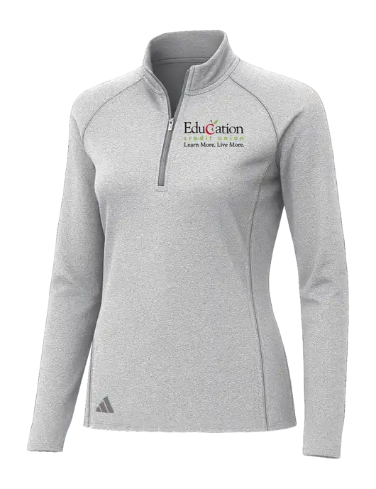 Adidas Womens Light Grey Heather Space Dyed Quarter-Zip Pullover  w/Education Credit Union Logo