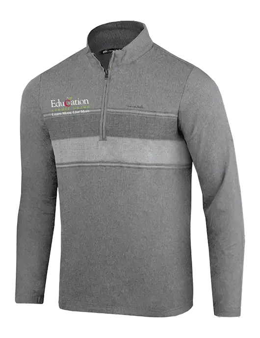 TravisMathew Balboa Chest Stripe Dark Grey Heather Quarter Zip w/Education Credit Union Logo