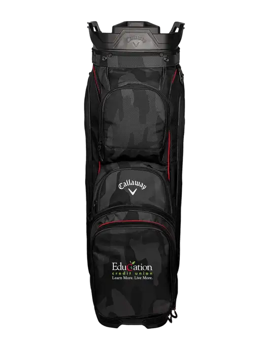Callaway Org 14 Black Camo/Red Trim Cart Golf Bag  w/Education Credit Union Logo