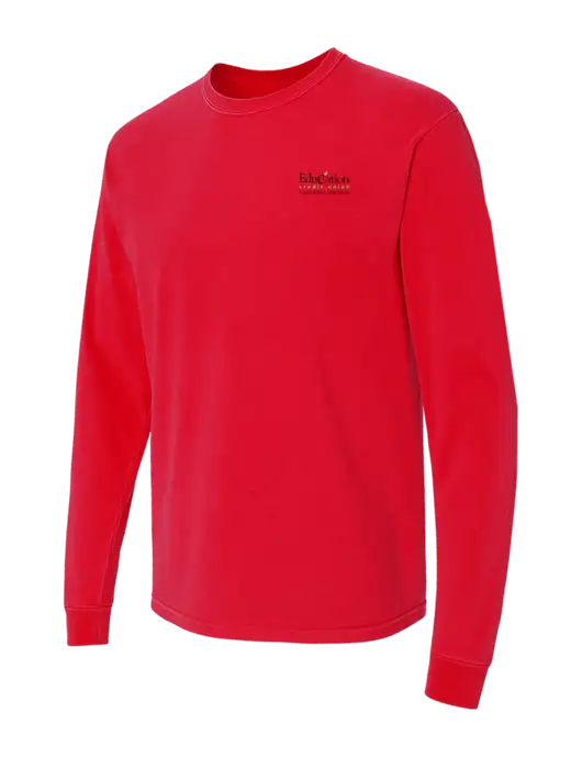 Comfort Colors Garment-Dyed Red Heavyweight Long Sleeve T-Shirt w/Education Credit Union Logo