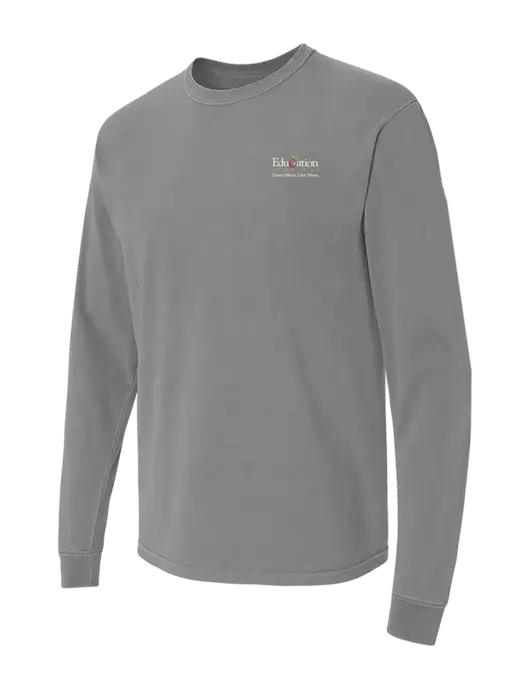 Comfort Colors Garment-Dyed Medium Grey Heavyweight Long Sleeve T-Shirt w/Education Credit Union Logo