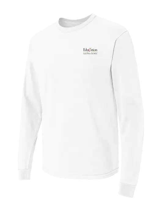 Comfort Colors Garment-Dyed White Heavyweight Long Sleeve T-Shirt w/Education Credit Union Logo