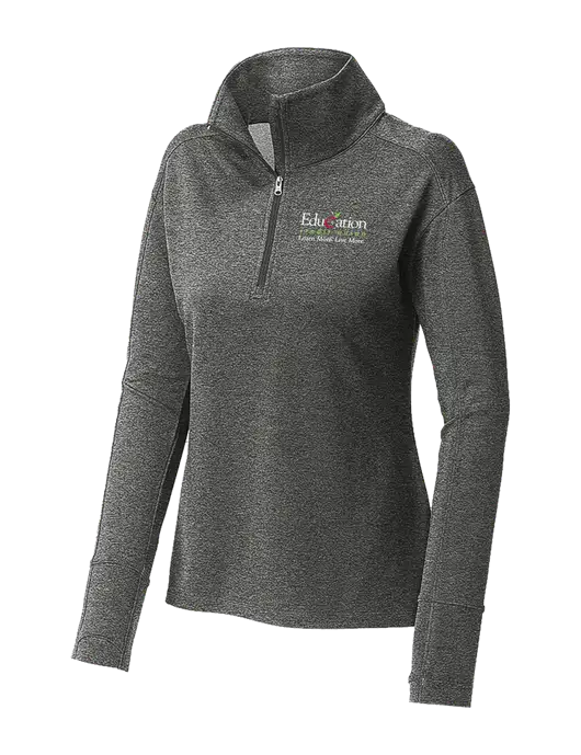Womens Sport-Wick Flex Fleece Dark Grey Heather 1/4-Zip w/Education Credit Union Logo