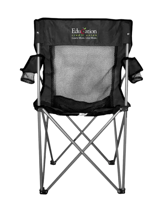 Titan Black/Black Mesh Folding Chair w/Education Credit Union Logo