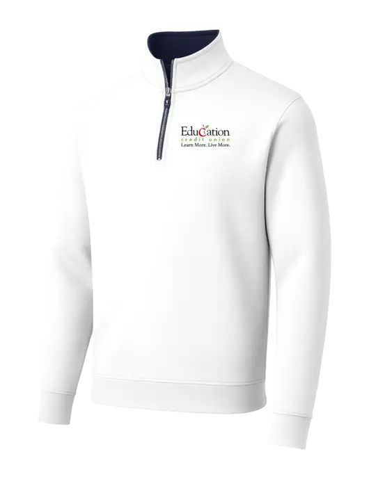 Fairway & Greene Caves Quarter-Zip Tech White Pullover w/Education Credit Union Logo