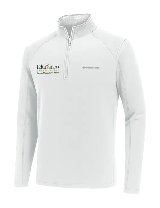 Vineyard Vines White Sankaty Quarter-Zip Pullover
 w/Education Credit Union Logo