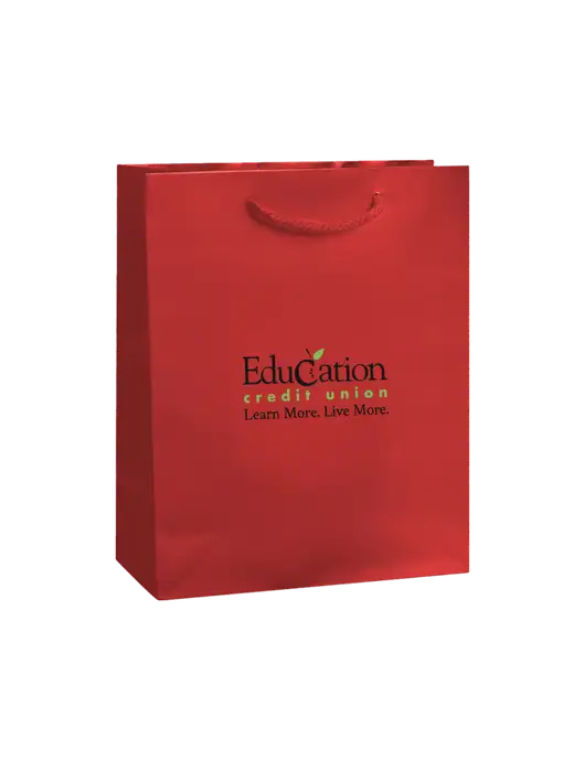 Red Gift Bag Gloss 8x10 w/Education Credit Union Logo