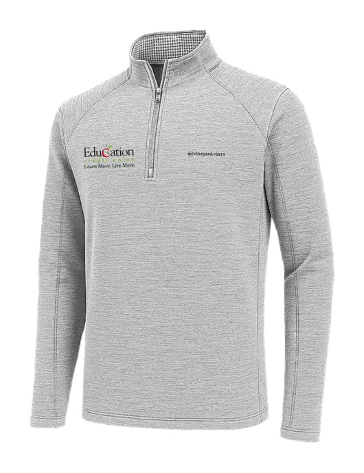 Vineyard Vines Light Grey Hather Sankaty Quarter-Zip Pullover
 w/Education Credit Union Logo