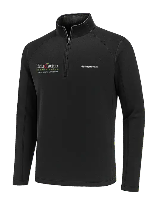 Vineyard Vines Black Sankaty Quarter-Zip Pullover
 w/Education Credit Union Logo