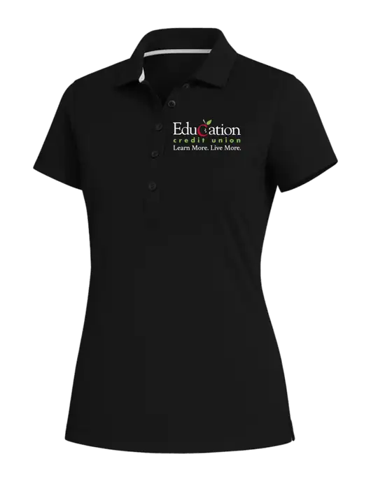 Fairway & Greene Womens Black Claire Tech Polo w/Education Credit Union Logo