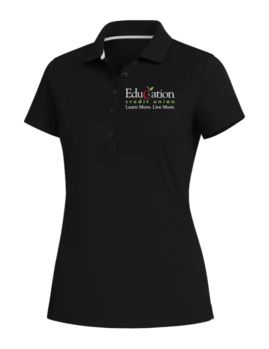 Fairway & Greene Womens Black Claire Tech Polo w/Education Credit Union Logo