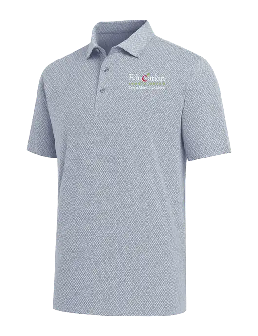 Callaway All-Over Stitched Medium Grey Chev Polo  w/Education Credit Union Logo