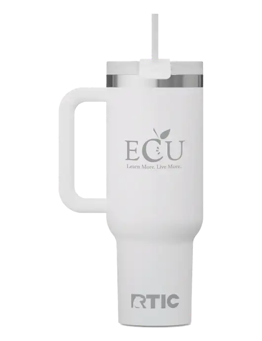 RTIC Road Trip 40 oz White Tumbler  w/Education Credit Union shortened Logo