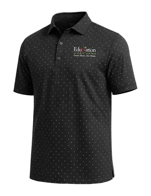 Callaway Micro Chev Black Print Polo w/Education Credit Union Logo