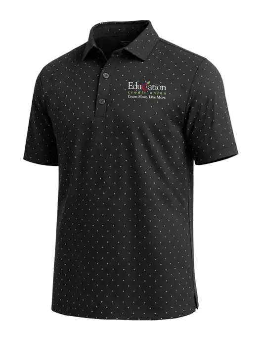 Callaway Micro Chev Black Print Polo w/Education Credit Union Logo