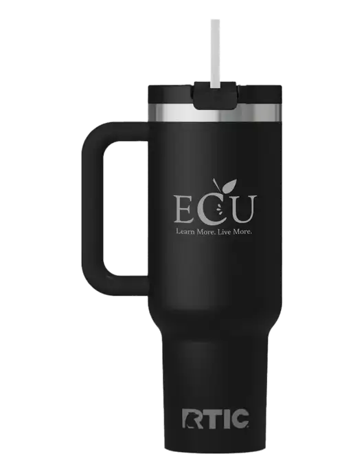 RTIC Road Trip 40 oz Black Tumbler  w/Education Credit Union shortened Logo
