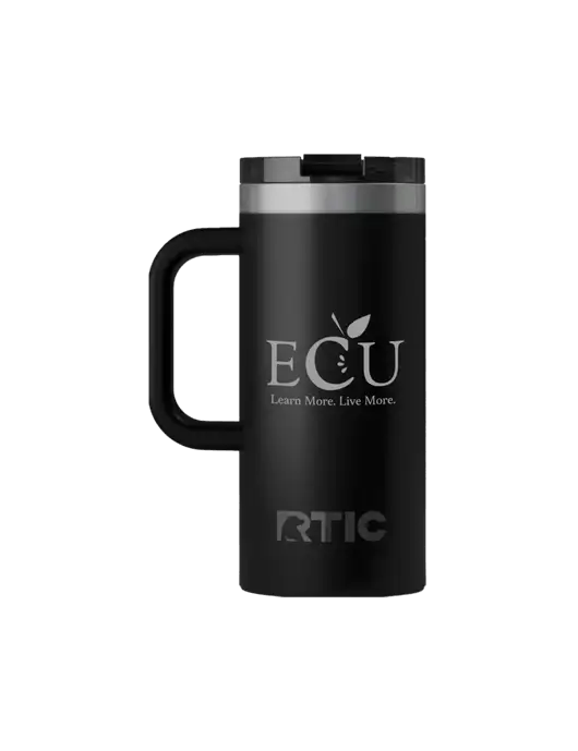 RTIC Road Trip 16 oz Black Travel Mug w/Education Credit Union shortened Logo