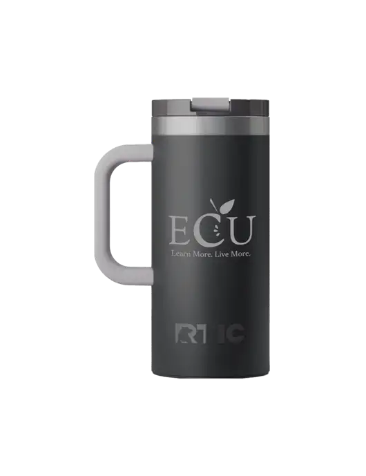 RTIC Road Trip 16 oz Charcoal Travel Mug w/Education Credit Union shortened Logo