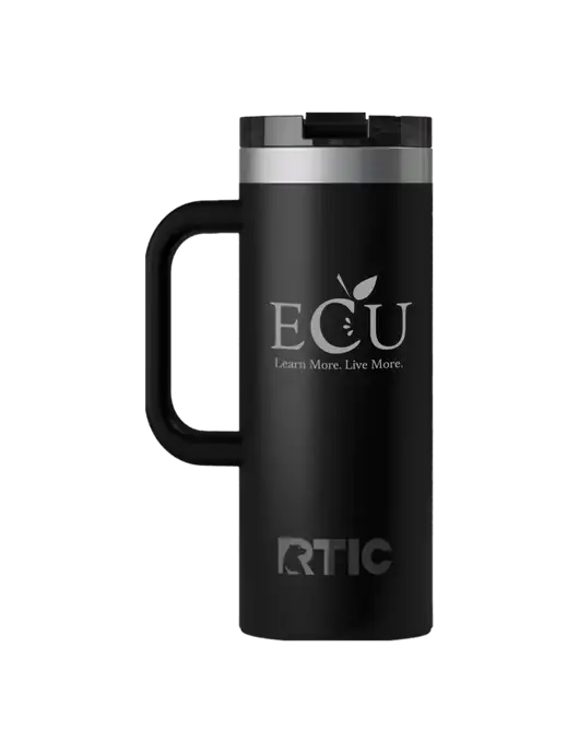 RTIC Road Trip 20 oz Black Travel Mug w/Education Credit Union shortened Logo