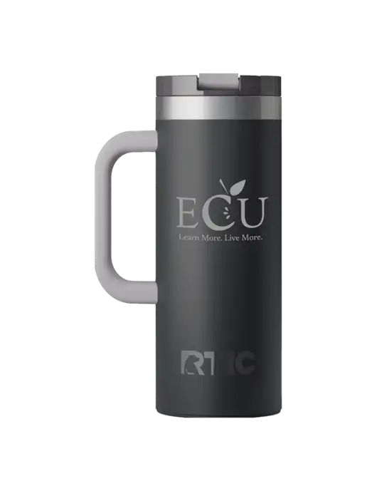 RTIC Road Trip 20 oz Charcoal Travel Mug w/Education Credit Union shortened Logo