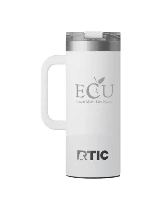 RTIC Road Trip 20 oz White Travel Mug w/Education Credit Union shortened Logo