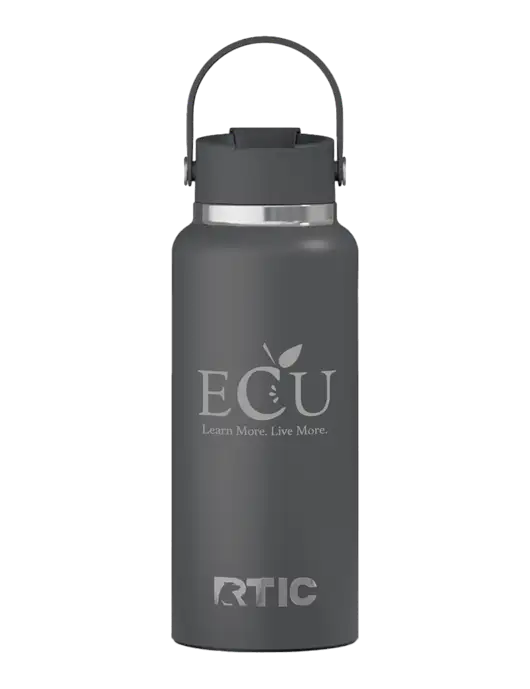 RTIC Outback 32 oz Charcoal Bottle w/Education Credit Union shortened Logo