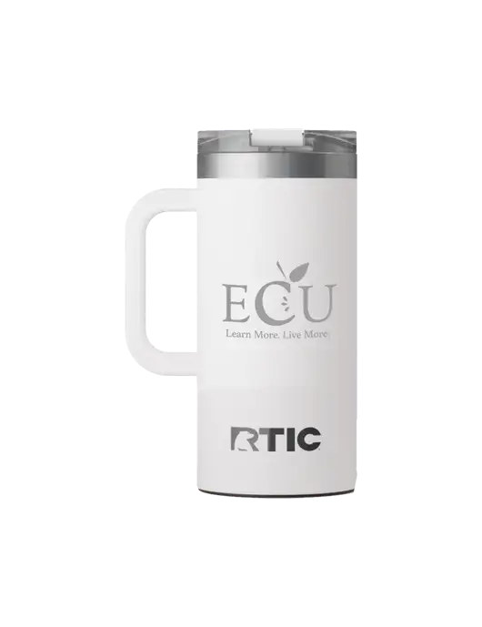 RTIC Road Trip 16 oz White Travel Mug w/Education Credit Union shortened Logo
