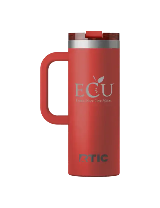RTIC Road Trip 20 oz Red Travel Mug w/Education Credit Union shortened Logo