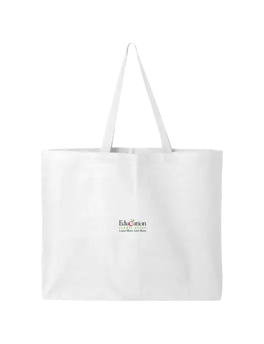 Sturdy Canvas White Tote w/Education Credit Union Logo