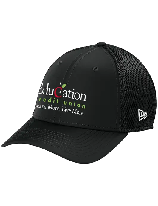 New Era 39THIRTY Performance Stretch Black Mesh Cap w/Education Credit Union Logo