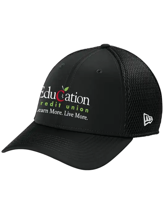 New Era 39THIRTY Performance Stretch Black Mesh Cap w/Education Credit Union Logo