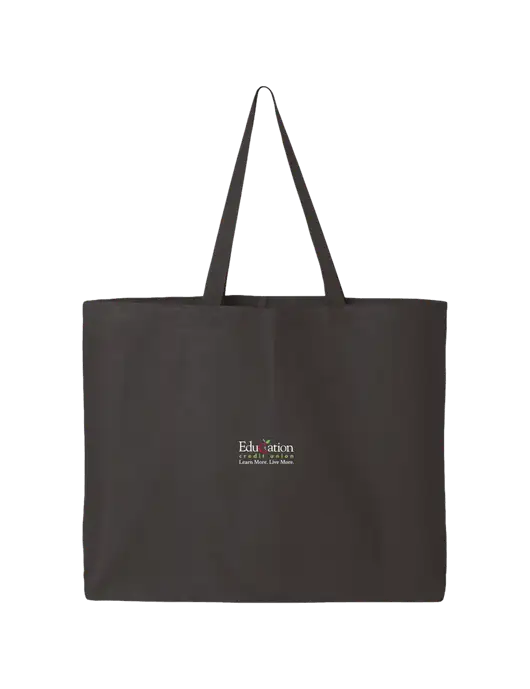 Sturdy Canvas Charcoal Tote w/Education Credit Union Logo