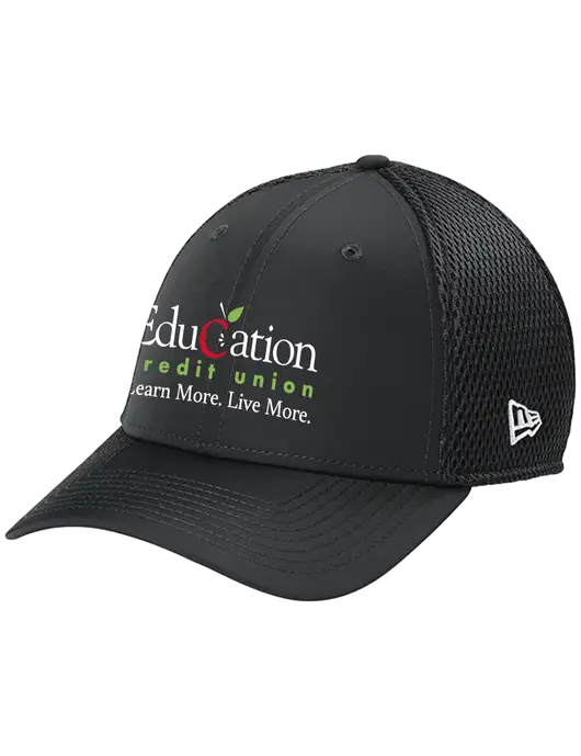 New Era 39THIRTY Performance Stretch Charcoal Grey Mesh Cap w/Education Credit Union Logo