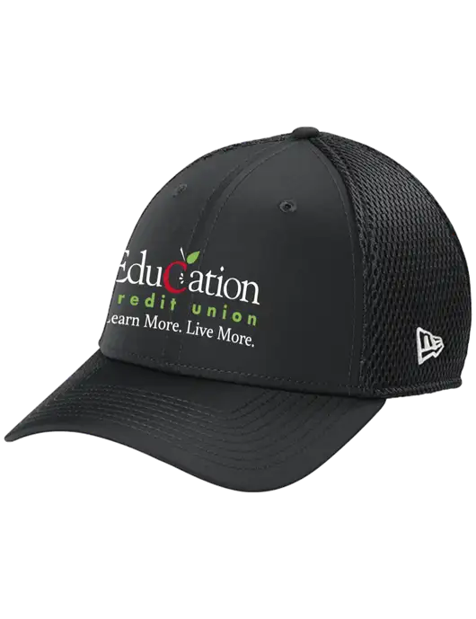 New Era 39THIRTY Performance Stretch Charcoal Grey Mesh Cap w/Education Credit Union Logo