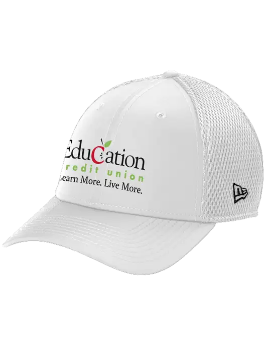 New Era 39THIRTY Performance Stretch White Mesh Cap w/Education Credit Union Logo