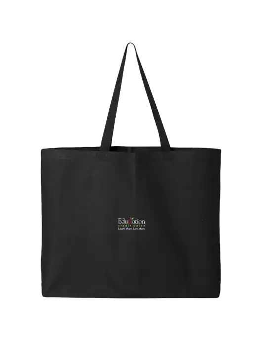 Sturdy Canvas Black Tote w/Education Credit Union Logo