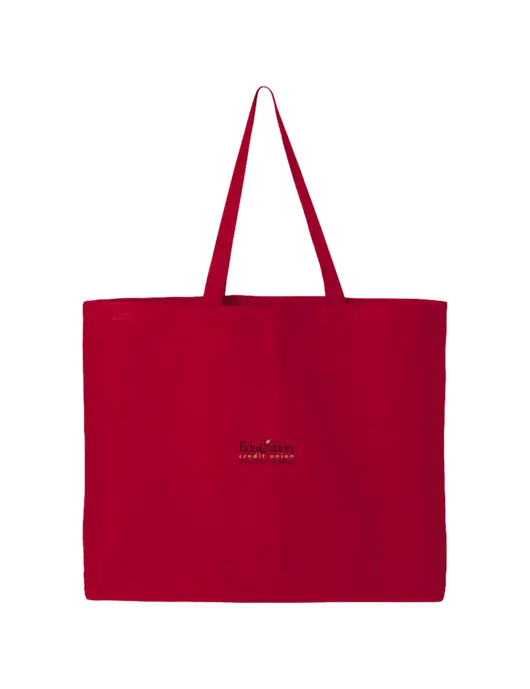 Sturdy Canvas Red Tote w/Education Credit Union Logo