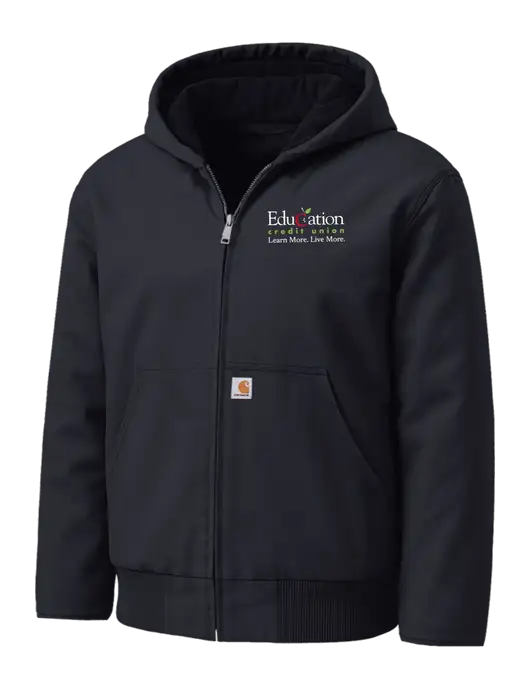 Carhartt Washed Duck Active Black Jacket w/Education Credit Union Logo