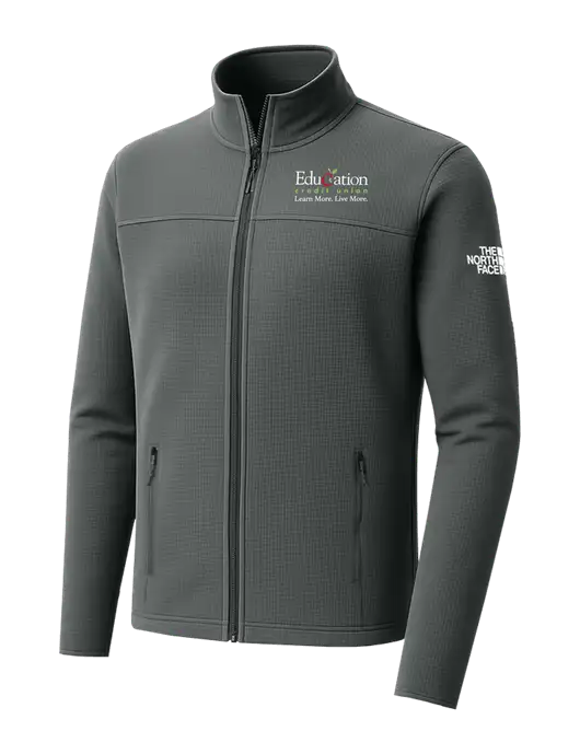 The North Face Aim Full-Zip Dark Medium Grey Fleece Jacket w/Education Credit Union Logo