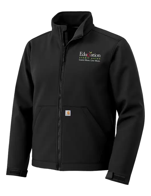 Carhartt Rain Defender Black Soft Shell Jacket w/Education Credit Union Logo