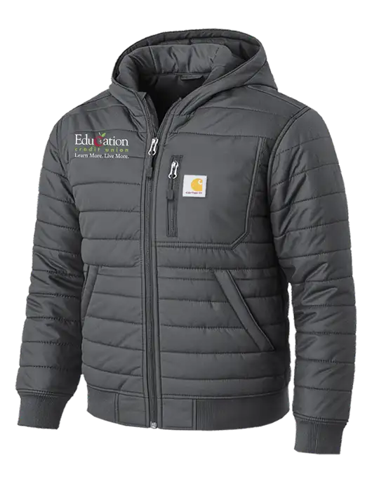 Carhartt Gilliam Insulated Dark Grey Hooded Jacket w/Education Credit Union Logo