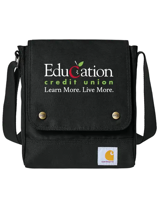 Carhartt Black Crossbody Snap Bag w/Education Credit Union Logo