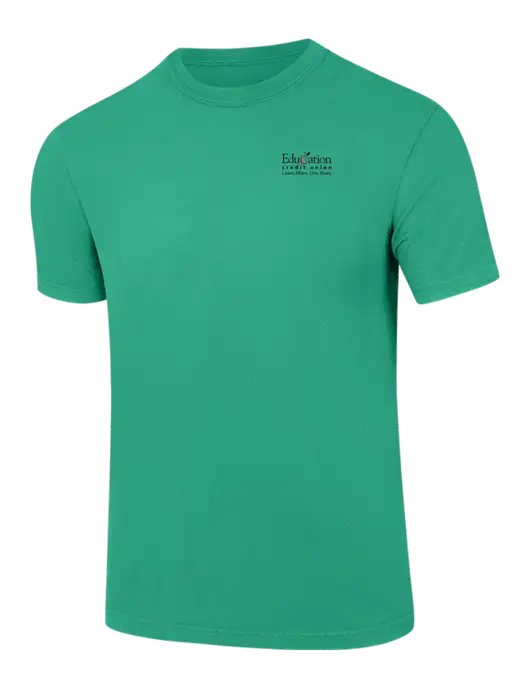 Comfort Colors 6.1 oz Kelly Green Heavyweight Ring Spun T-Shirt w/Education Credit Union Logo
