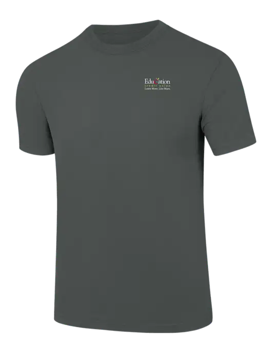 Comfort Colors 6.1 oz Dark Grey Heather Heavyweight Ring Spun T-Shirt w/Education Credit Union Logo